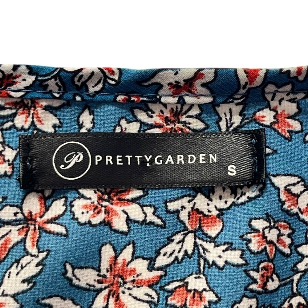 Pretty Garden Women’s Floral Cottagecore Wrap Teal Dress Size Small - Picture 10 of 13